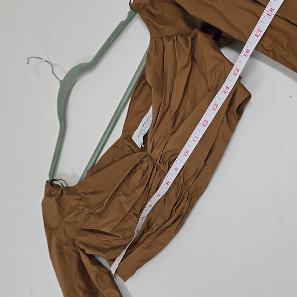ZARA Woman Studio Brown Draped Crop Top Puff Sleeve - Picture 11 of 13